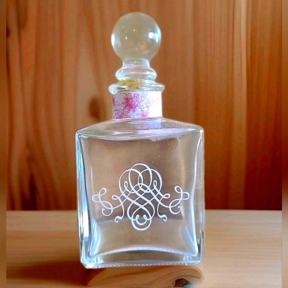 Vintage Etched Glass Perfume Scent Fragrance Bottle